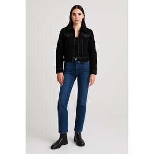 Rebecca Minkoff Clark Faux Shearling Jacket XS | Black Teddy Moto Style Zip Up